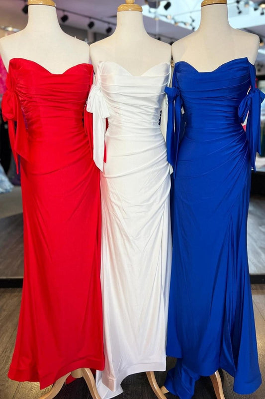 Lincoln | Off the Shoulder Lemon Green Ruched Mermaid Long Formal Dress