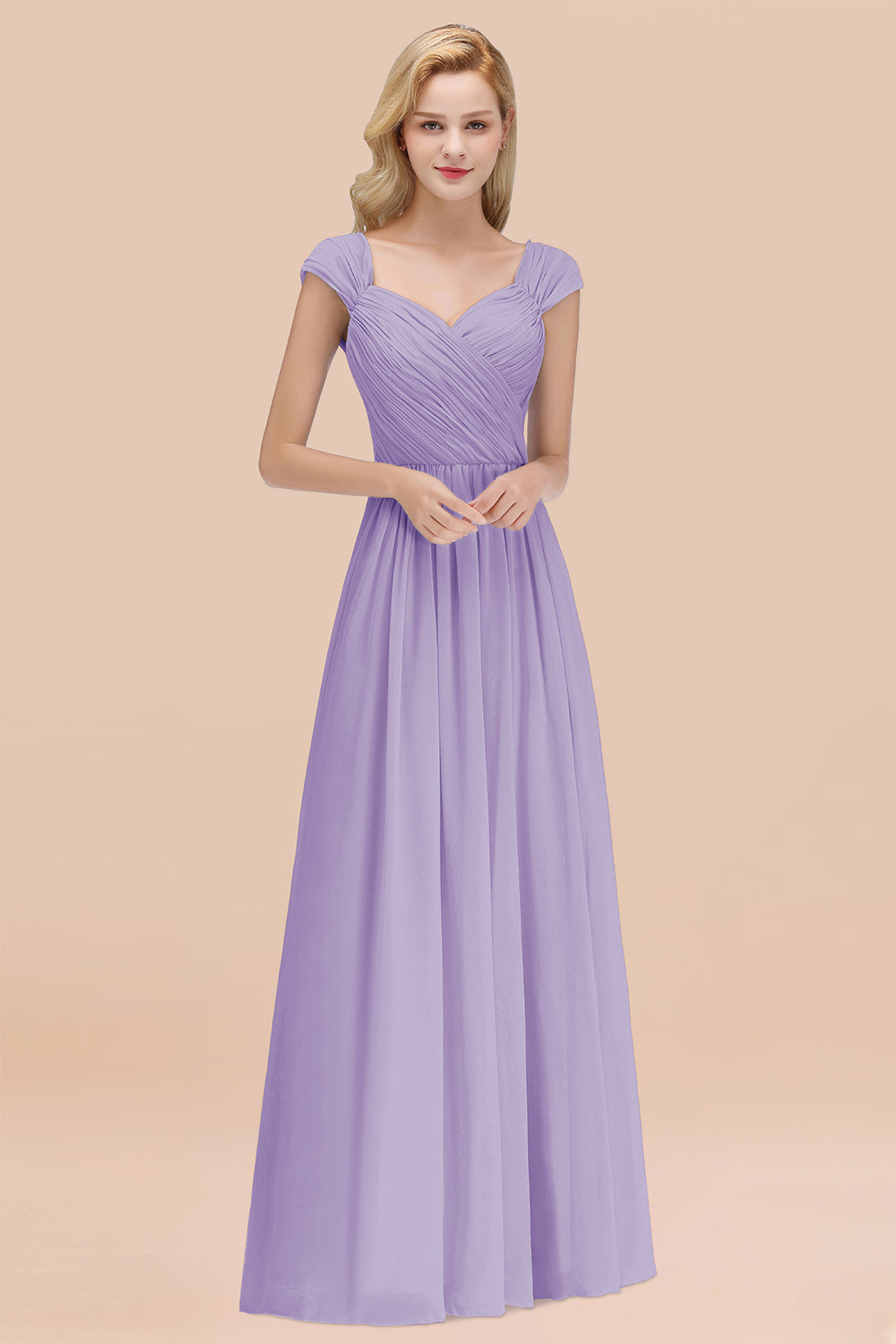 Modest Chiffon Sweetheart Sleeveless Affordable Bridesmaid dresses with Ruffles