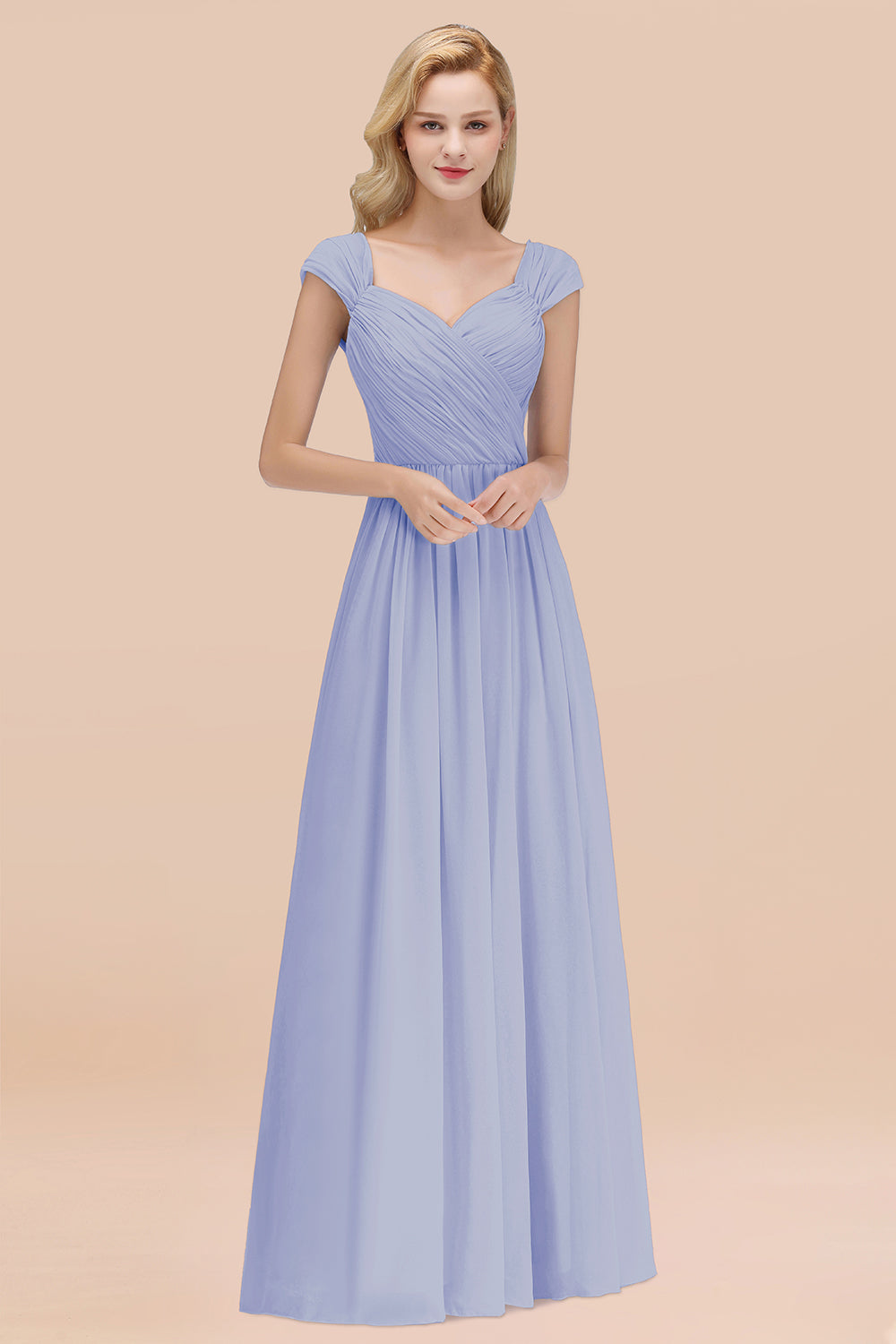 Modest Chiffon Sweetheart Sleeveless Affordable Bridesmaid dresses with Ruffles