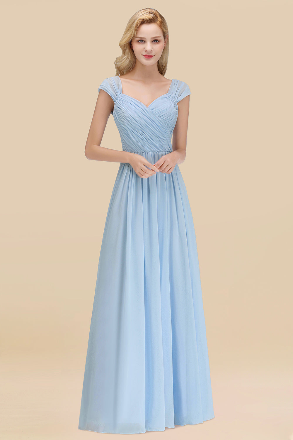 Modest Chiffon Sweetheart Sleeveless Affordable Bridesmaid dresses with Ruffles