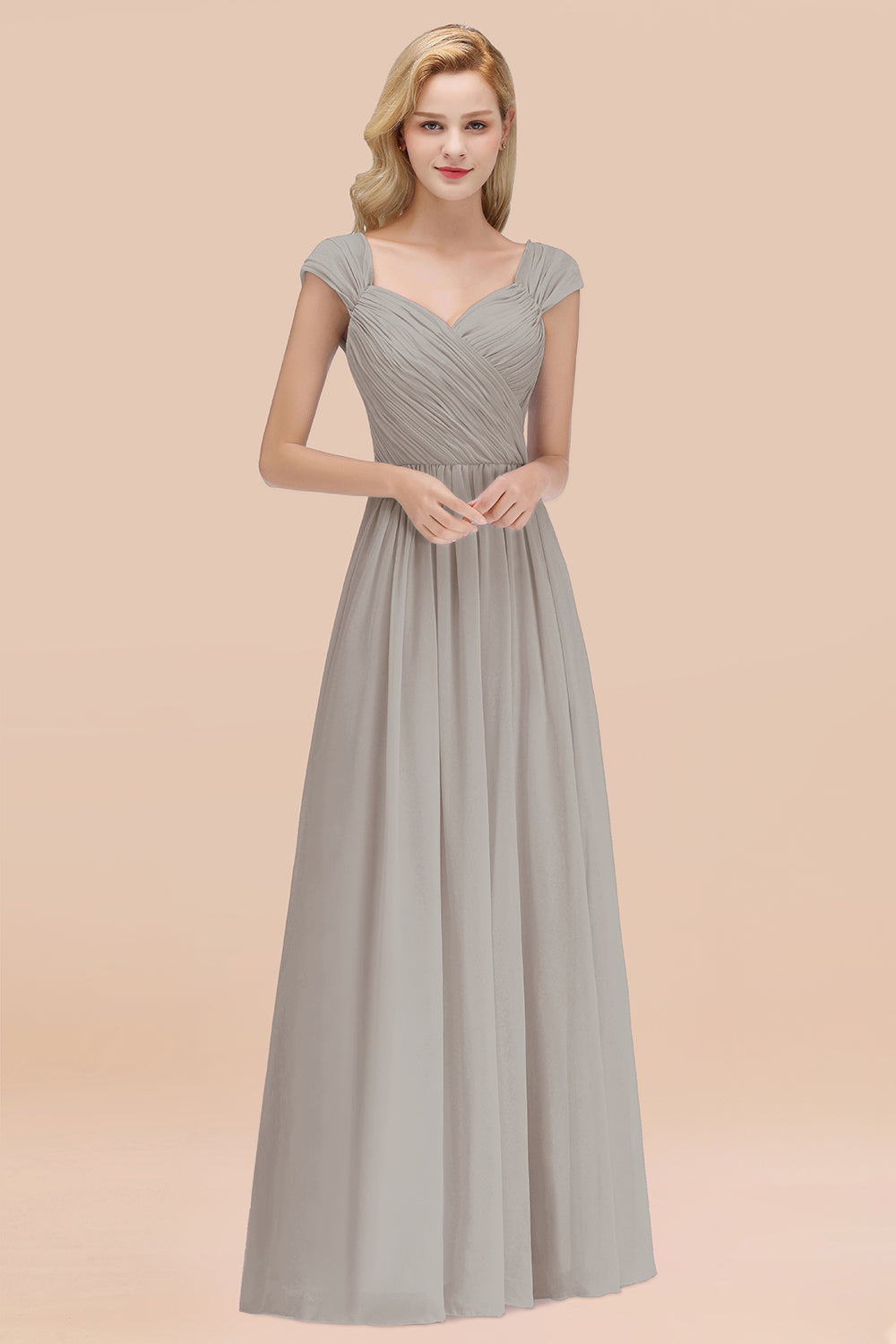 Modest Chiffon Sweetheart Sleeveless Affordable Bridesmaid dresses with Ruffles