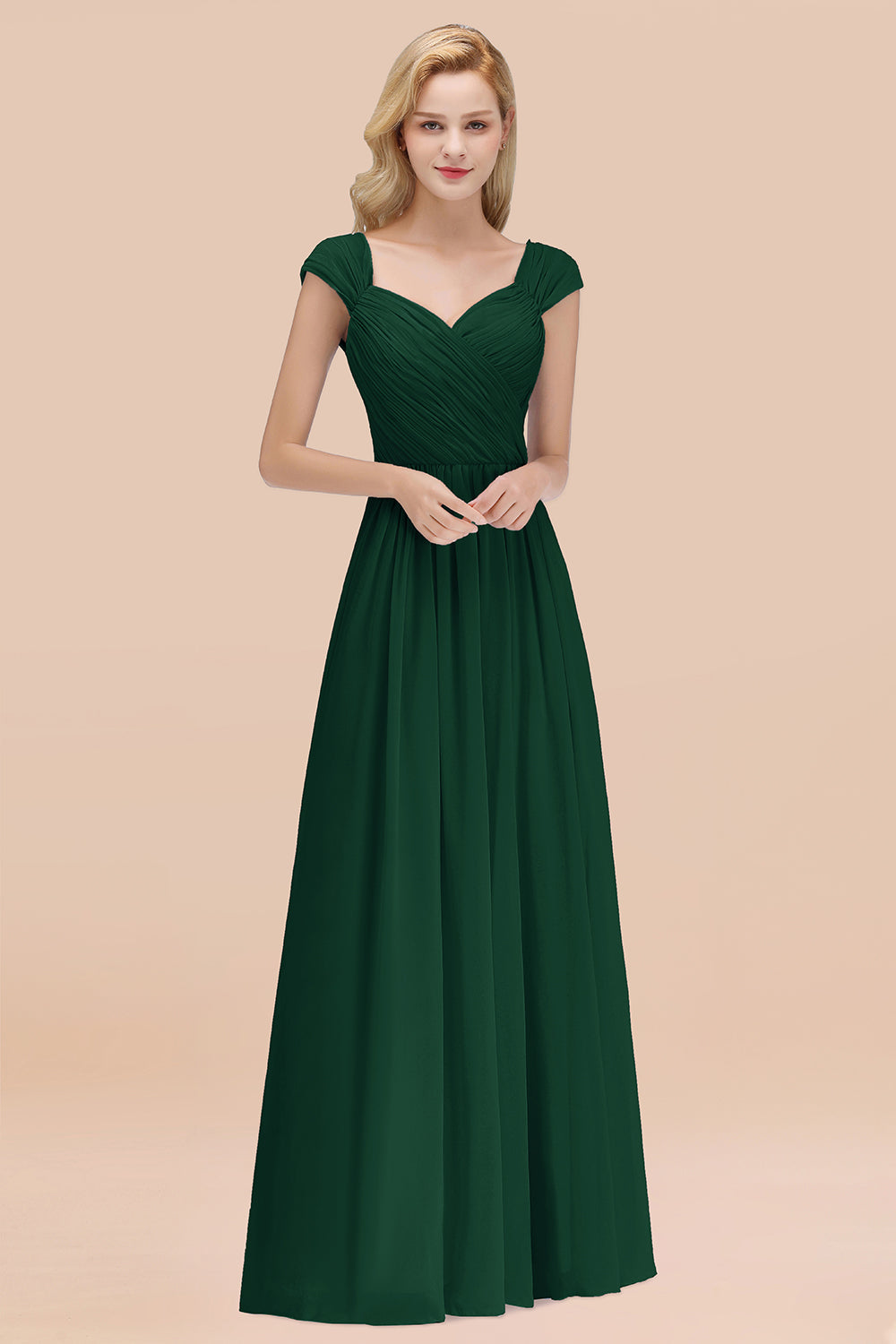 Modest Chiffon Sweetheart Sleeveless Affordable Bridesmaid dresses with Ruffles