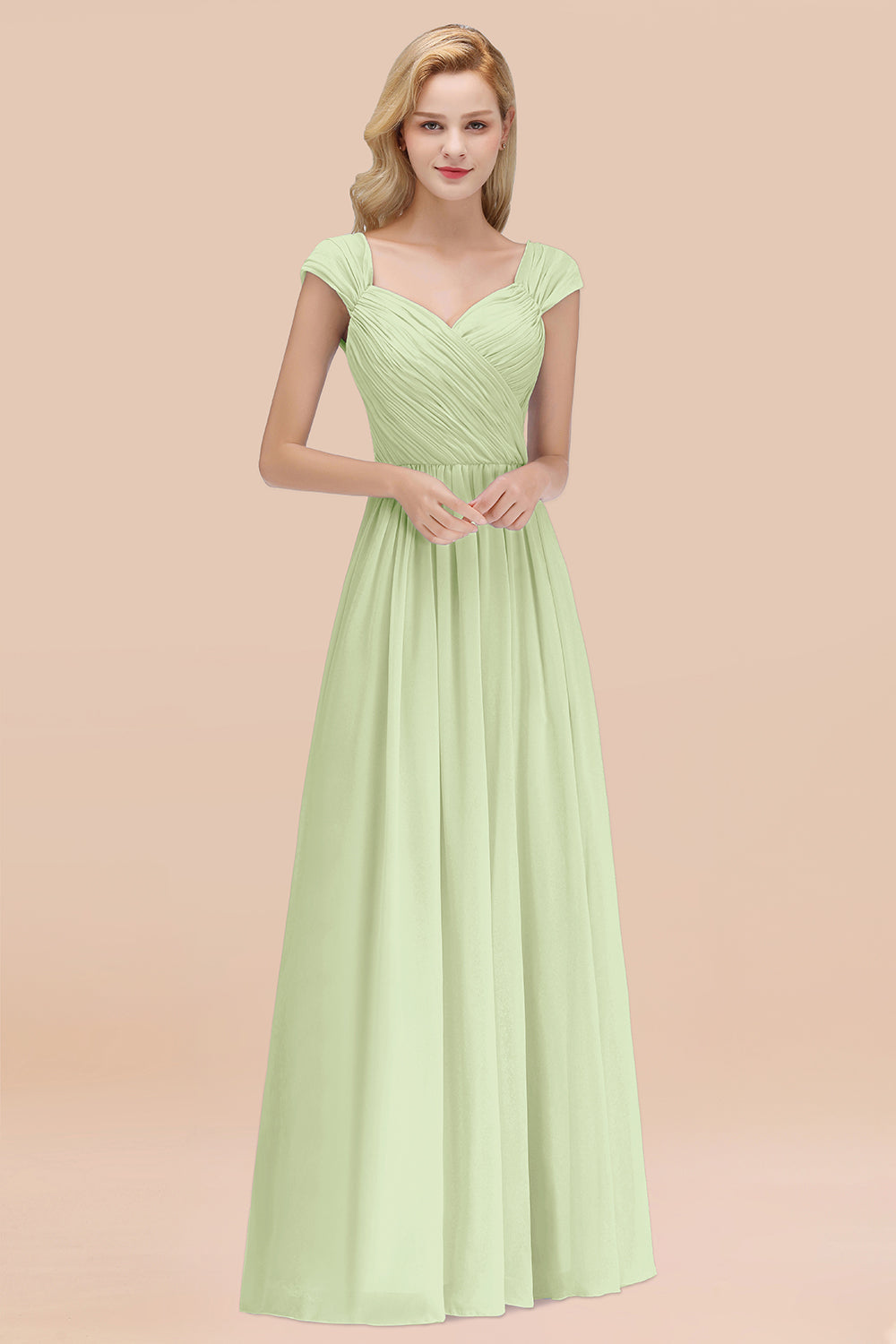 Modest Chiffon Sweetheart Sleeveless Affordable Bridesmaid dresses with Ruffles