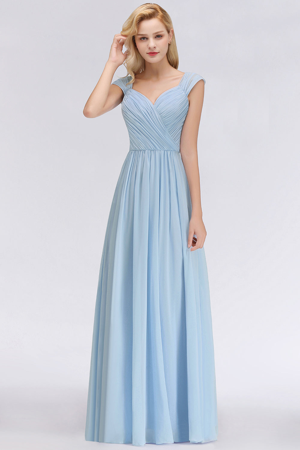 Modest Chiffon Sweetheart Sleeveless Affordable Bridesmaid dresses with Ruffles