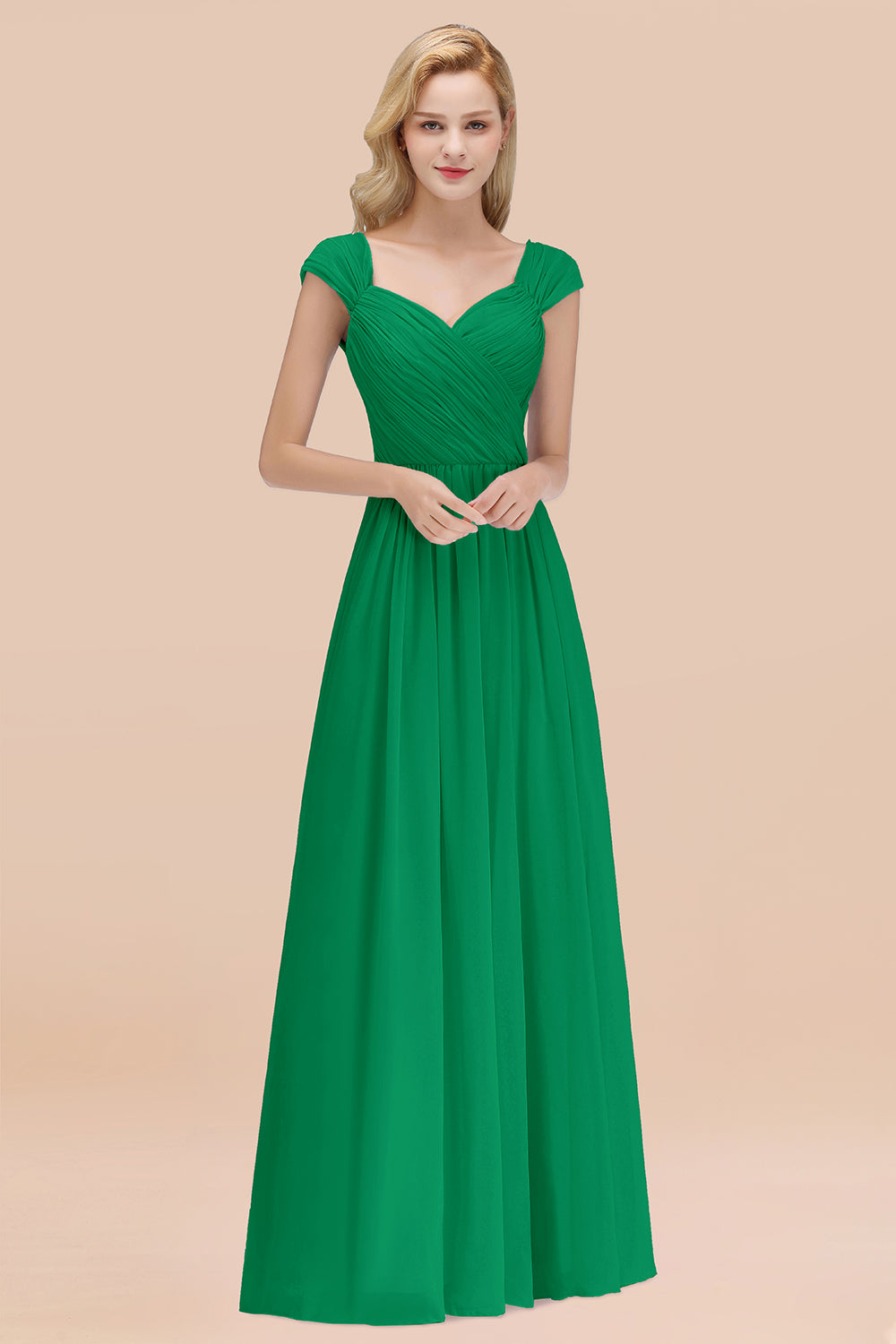 Modest Chiffon Sweetheart Sleeveless Affordable Bridesmaid dresses with Ruffles