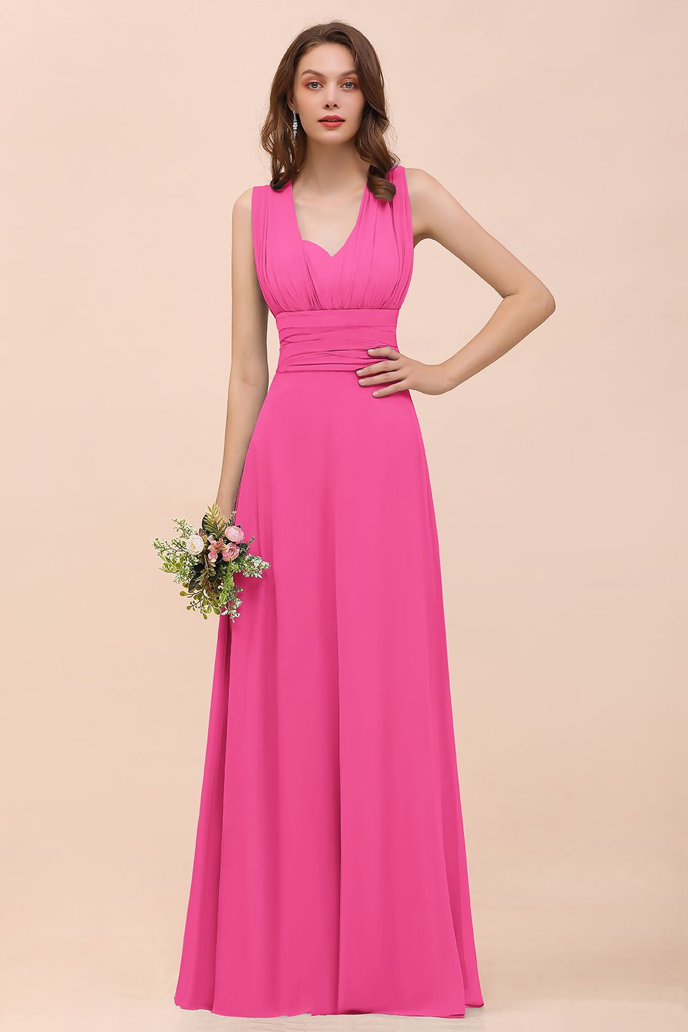 New Arrival Dusty Blue Ruched Long Convertible Bridesmaid dresses