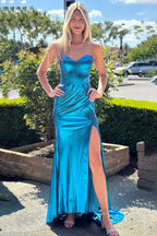 Niobe | Purple Strapless Mermaid Long Formal Dress With Split