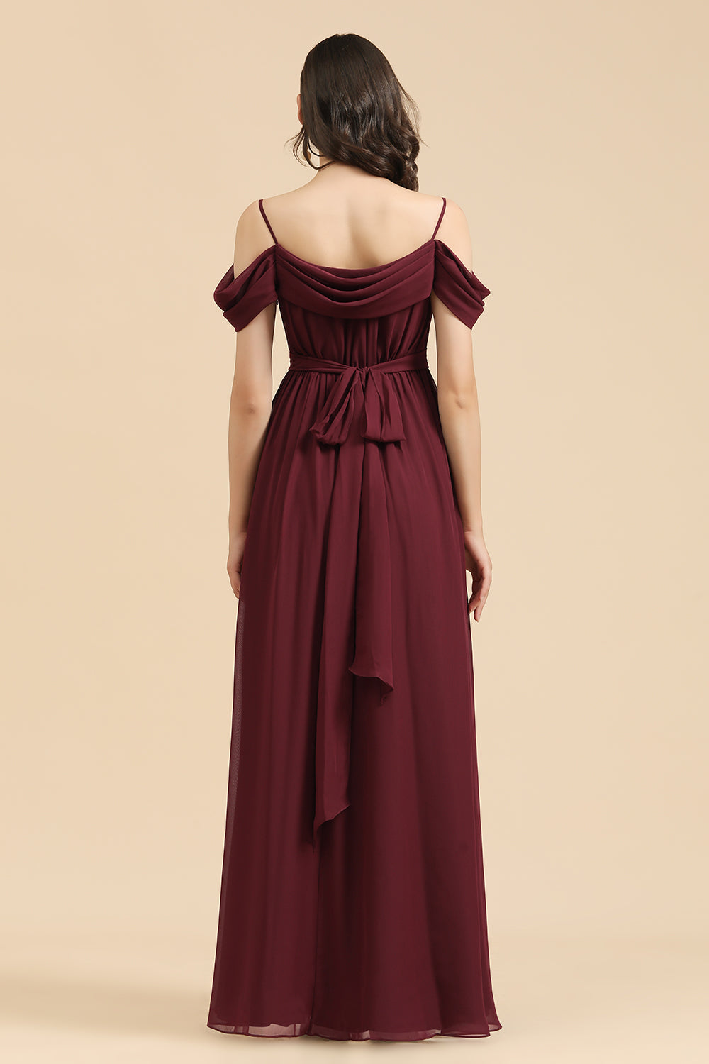 Off-the-Shoulder Sweetheart Burgundy Long Bridesmaid Dresses With Slit