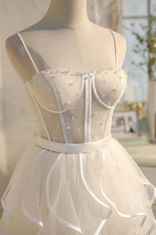 Bethany | A-Line Spaghetti Strap Tulle Short Homecoming Dress