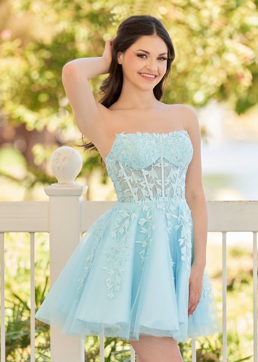 Sevoba|A-Line Tulle Lace Homecoming Dress with Appliques