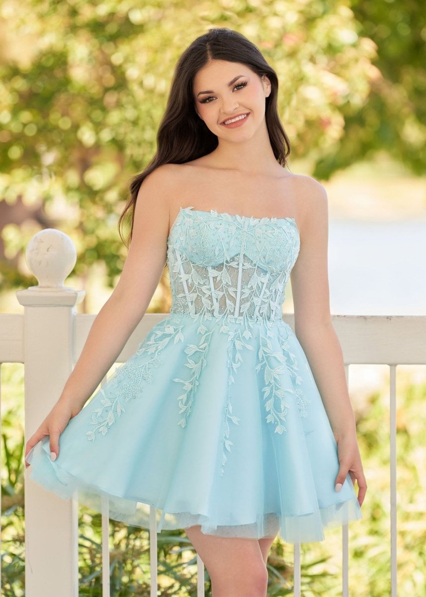 Sevoba|A-Line Tulle Lace Homecoming Dress with Appliques