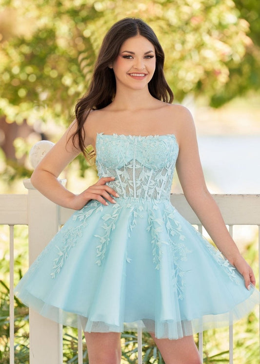 Sevoba|A-Line Tulle Lace Homecoming Dress with Appliques