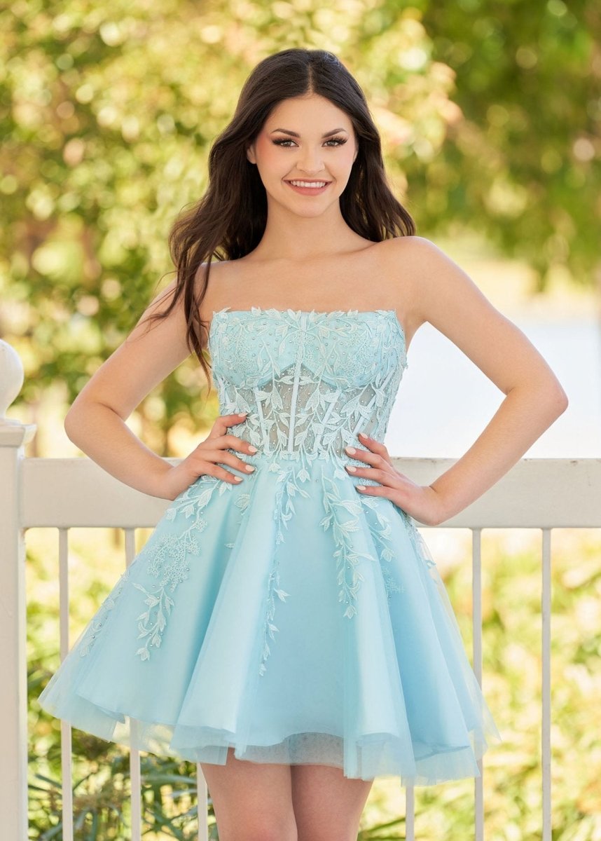 Sevoba|A-Line Tulle Lace Homecoming Dress with Appliques