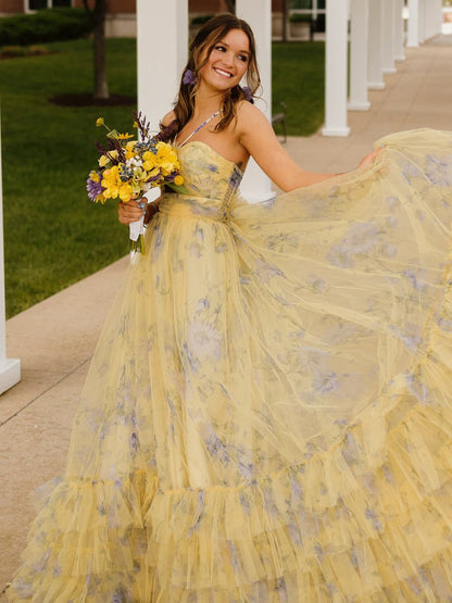 Rita | Pink Print Halter Keyhole A-Line Long Prom Dress