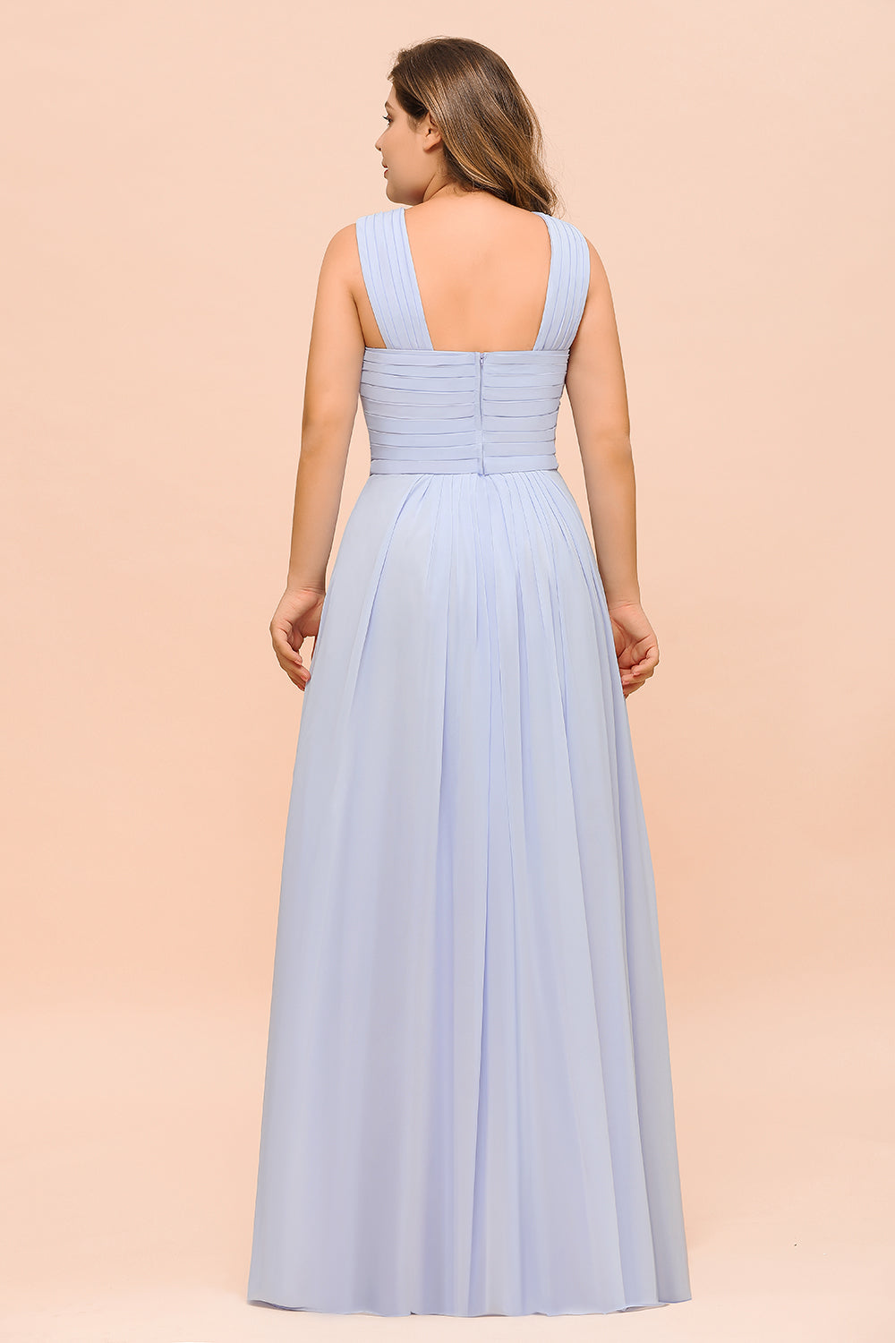 Plus Size Affordable Lavender Chiffon Bridesmaid dresses with Ruffle