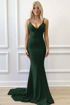 Purple V-Neck Lace-Up Mermaid Long Formal Dress