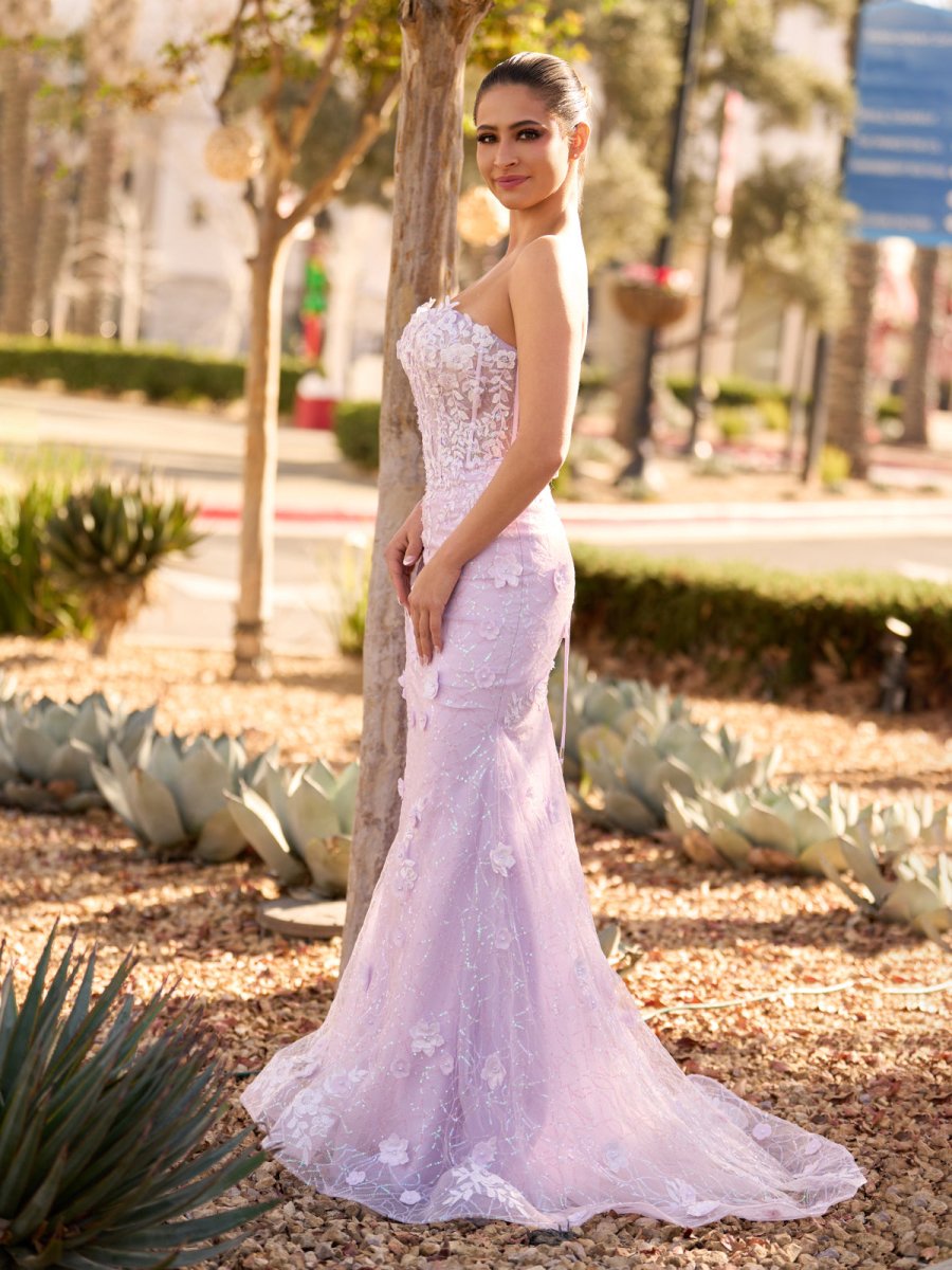 Raina | Mermaid Strapless Sequined Lace Prom Dress