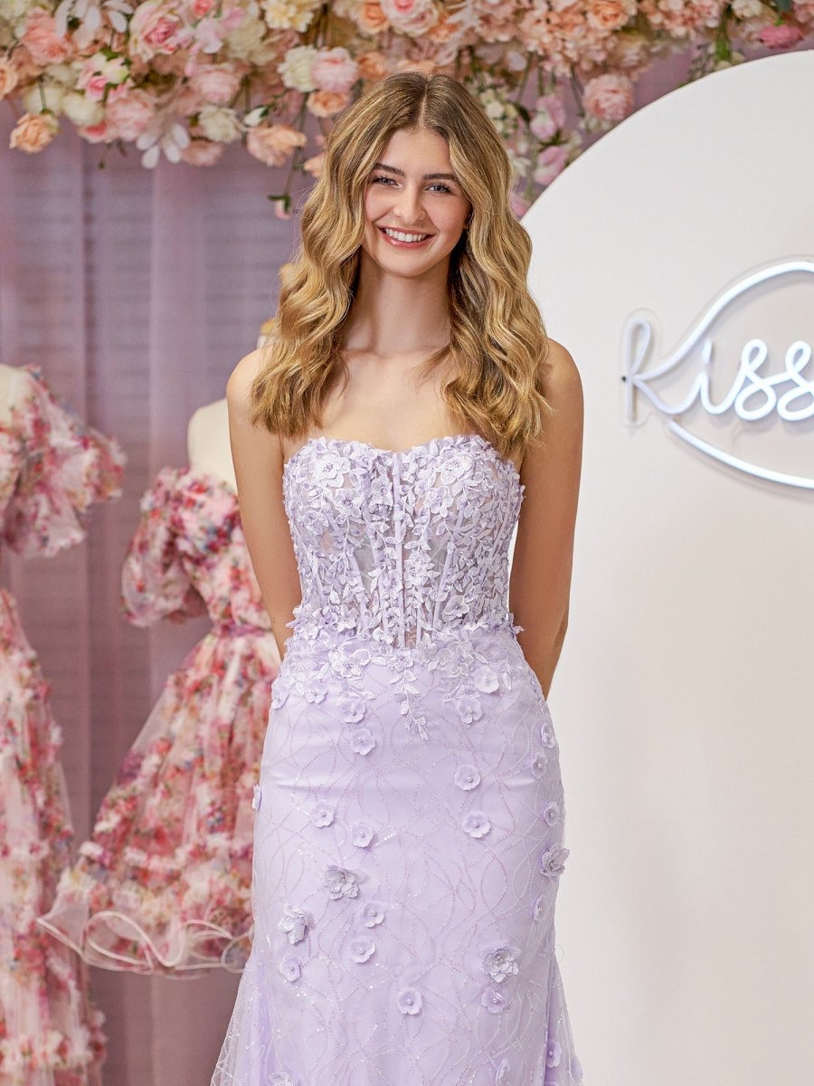 Raina | Mermaid Strapless Sequined Lace Prom Dress