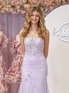 Raina | Mermaid Strapless Sequined Lace Prom Dress