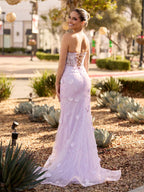 Raina | Mermaid Strapless Sequined Lace Prom Dress