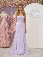 Raina | Mermaid Strapless Sequined Lace Prom Dress