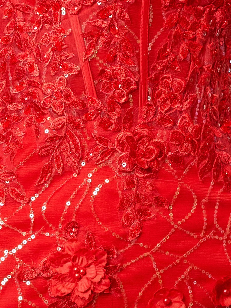 Mckinley | Yellow Ruffle Straps 3D Flower Mermaid Long Prom Dress