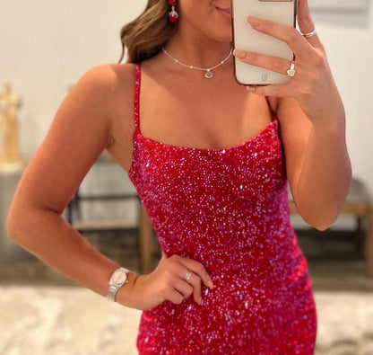 Kerstin |Sheath Beaded Satin Homecoming Dress with Slit