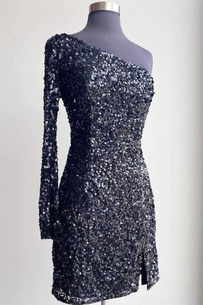 Gwendolyn |Bodycon One-Shoulder Sequins Homecoming Dress