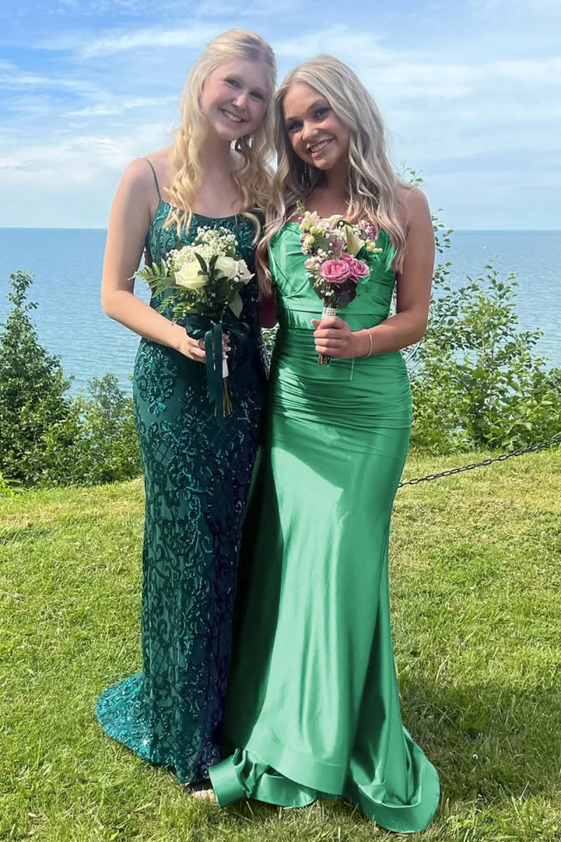 Sarai |Mermaid V-Neck Jersey Formal Dress with Lace-Up Back