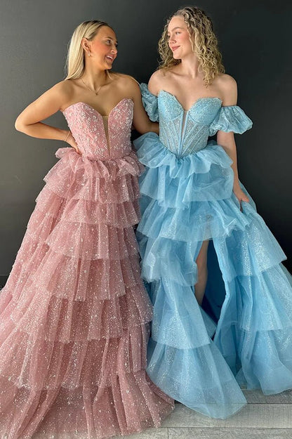 Sexy Sweetheart Black A-Line Lace Layered Dress with Slit