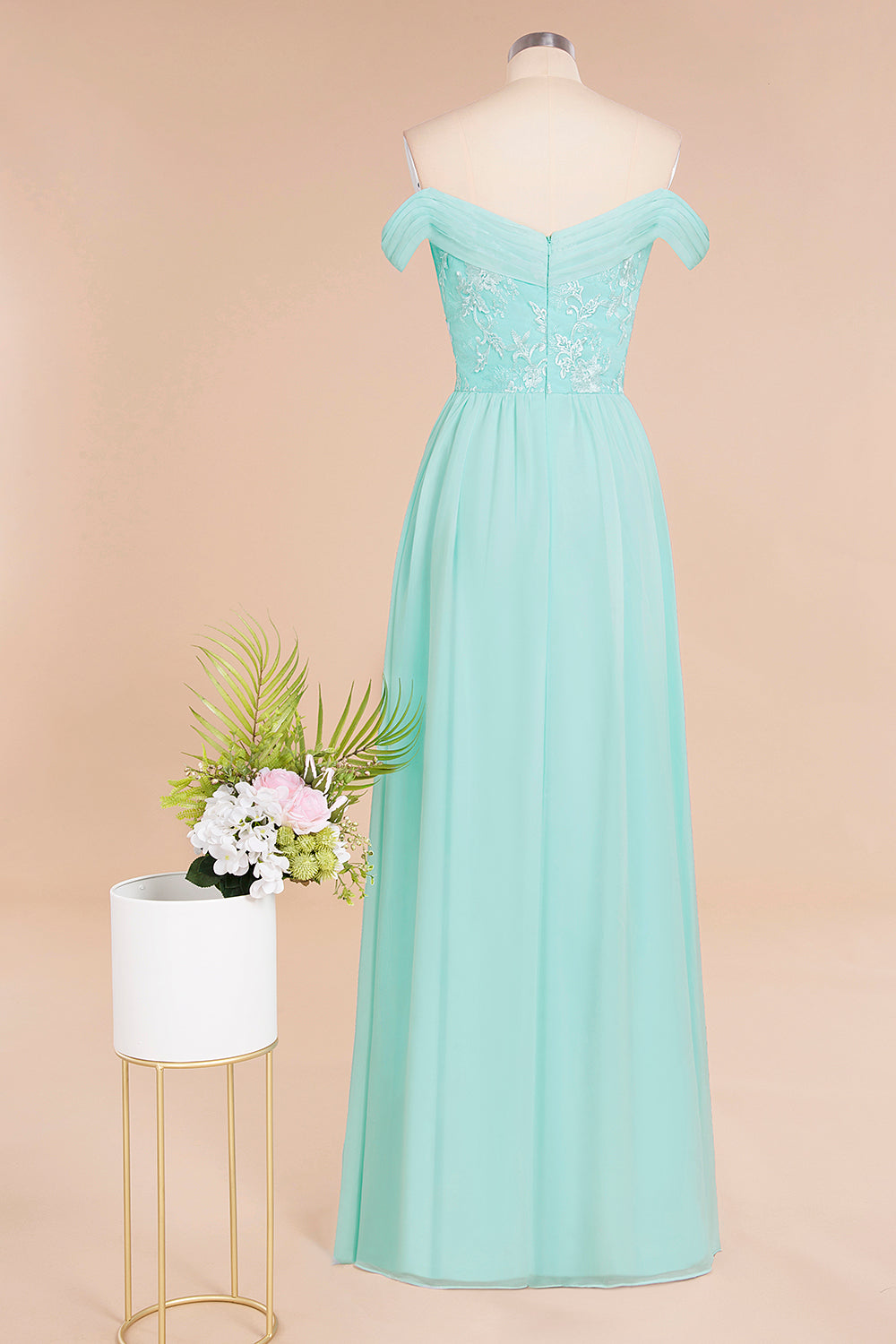 Simple Off-the-shoulder Long Affordable Bridesmaid Dresses With Appliques