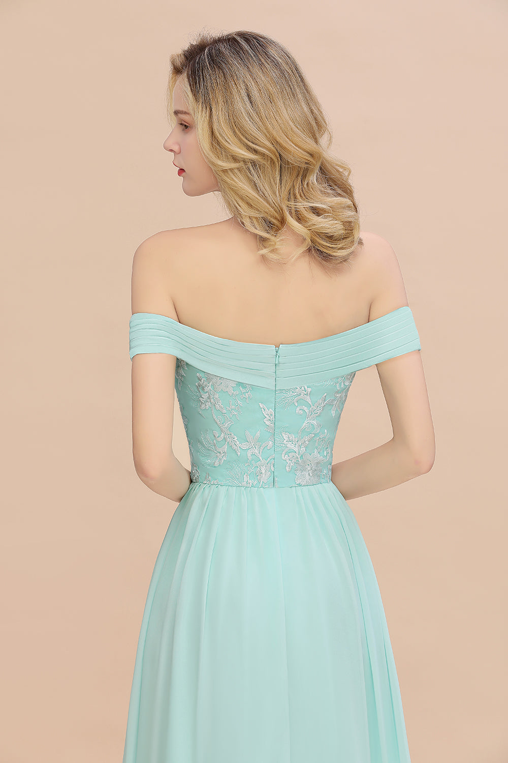 Simple Off-the-shoulder Long Affordable Bridesmaid Dresses With Appliques