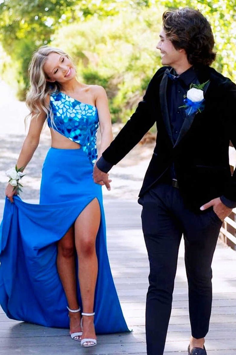 Sevoba|Sheath One Shoulder Cut Mirror Sequins Prom Dress