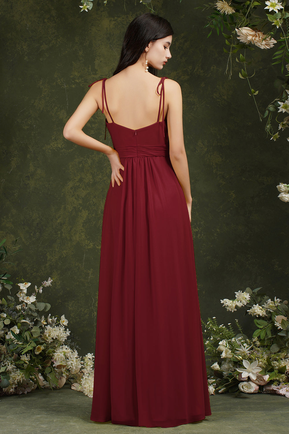 Spaghetti-Straps Bridesmaid Dresses Chiffon With Slit