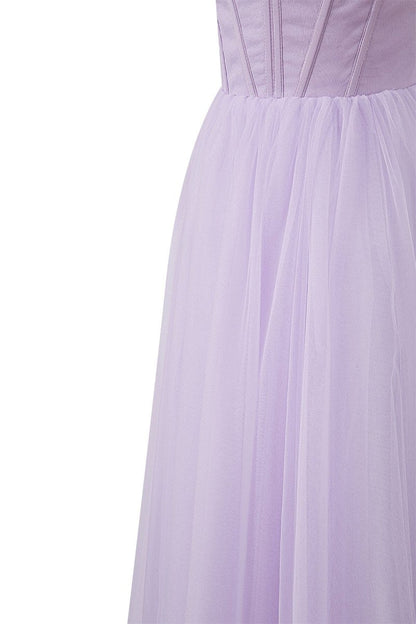 Strapless Puffy Midi Tulle Dress