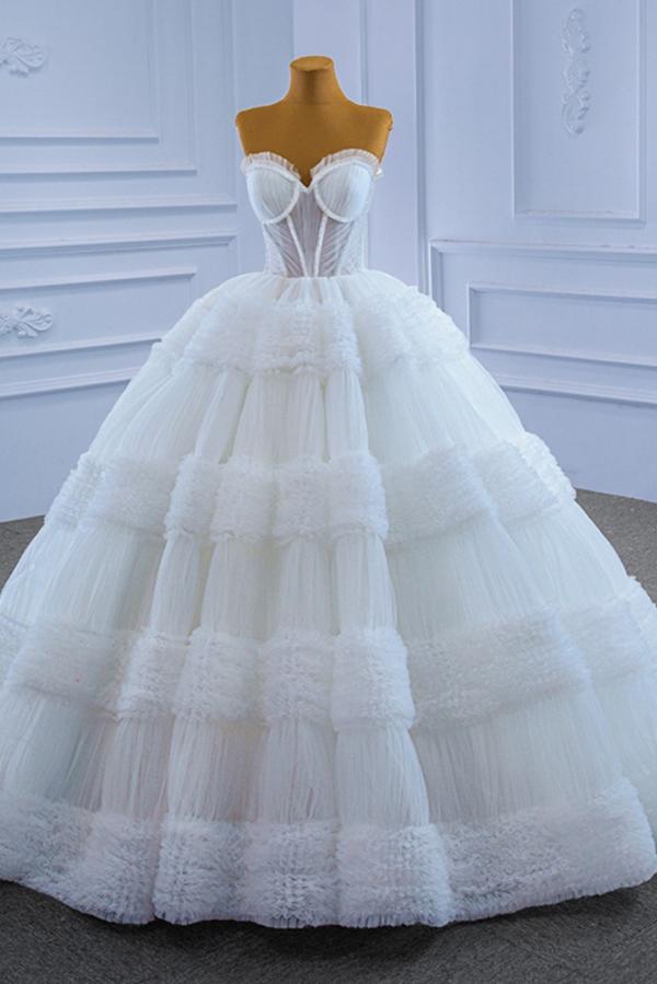 Sweetheart Ball Gown Wedding Dress Tulle Sleeveless