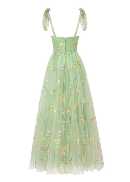 Sevoba|Sweetheart Neck Floor Length Tulle Embroidery Floral Prom Dress