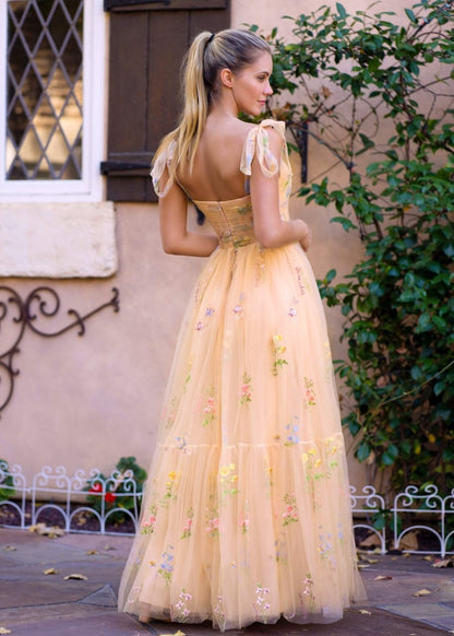 Sevoba|Sweetheart Neck Floor Length Tulle Embroidery Floral Prom Dress