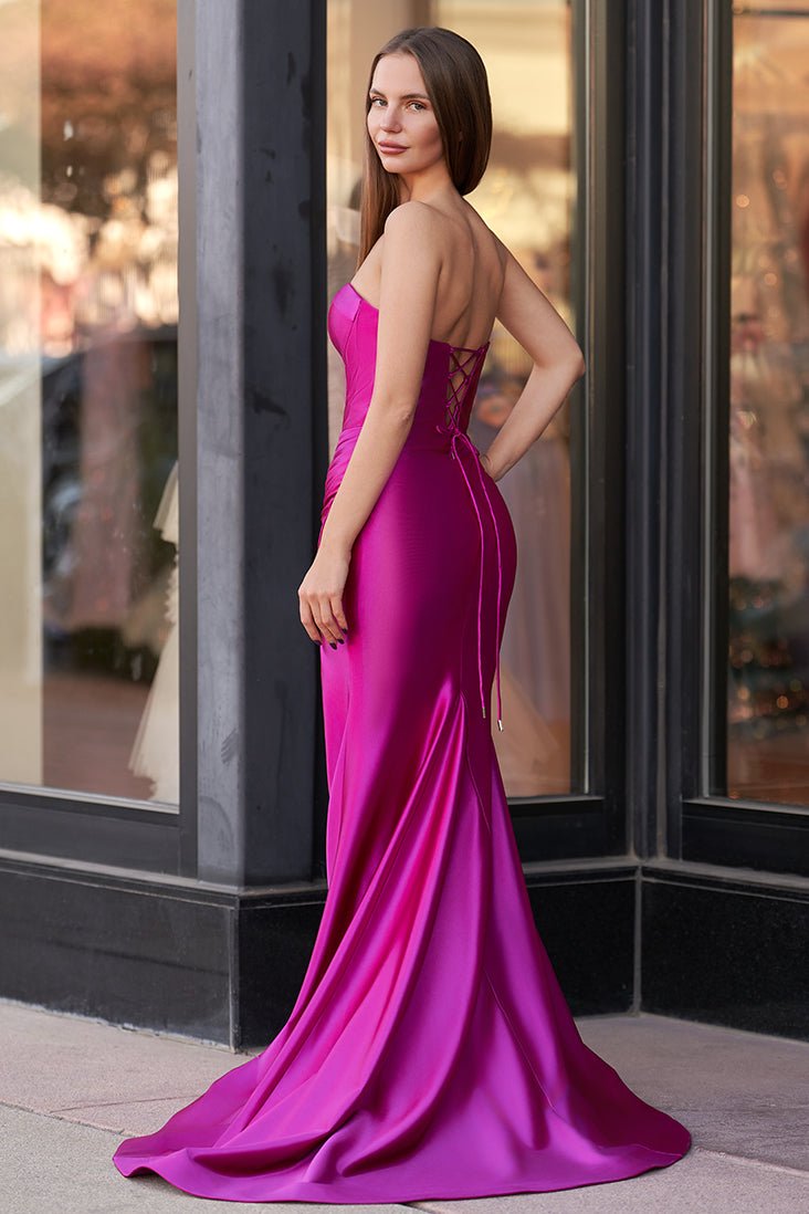 Abby | Sweetheart Fuchsia Pleated Mermaid Long Prom Dress