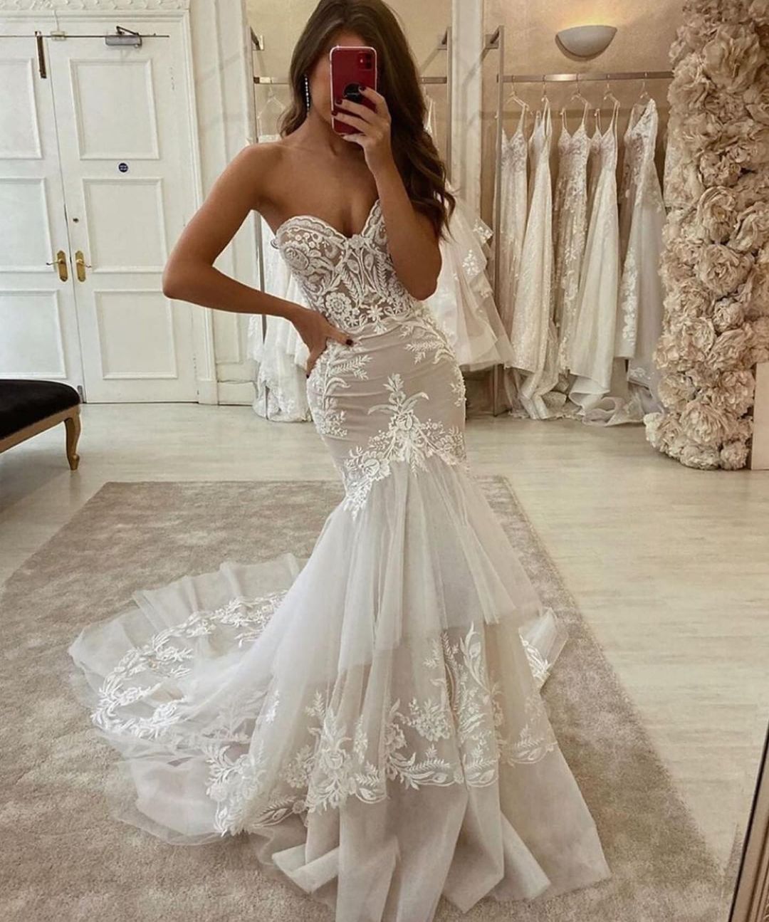 Sweetheart Mermaid Tulle Lace Wedding Dress