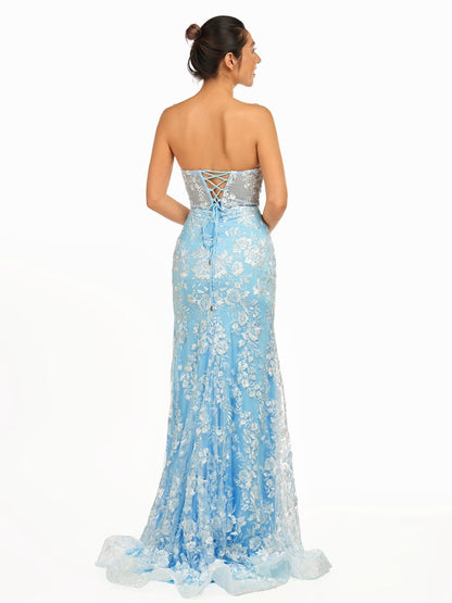 Alexandria |Mermaid Sweetheart Lace Prom Dress with Detachable Sleeves