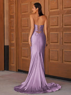 Sevoba | Glitter Mermaid Yellow Sweetheart Cut-out Long Prom Dress with Beading