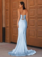 Sevoba | Glitter Mermaid Yellow Sweetheart Cut-out Long Prom Dress with Beading