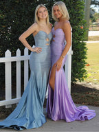 Sevoba | Glitter Mermaid Yellow Sweetheart Cut-out Long Prom Dress with Beading