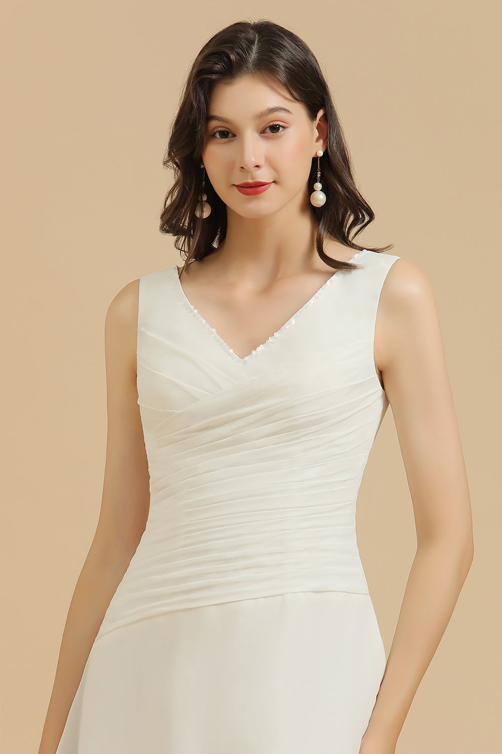 V-Neck Knee-length Chiffon Bridesmaid Dresses