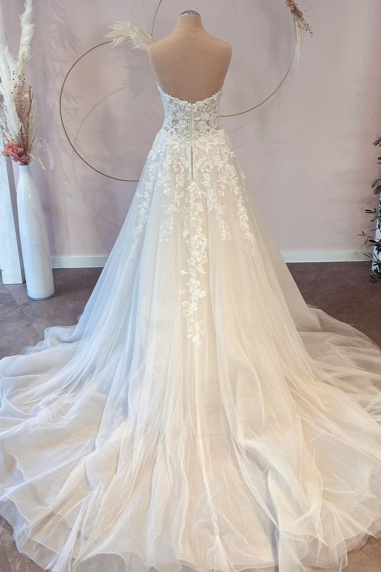 V-Neck Sleeveless Lace Wedding Dress Long On Sale