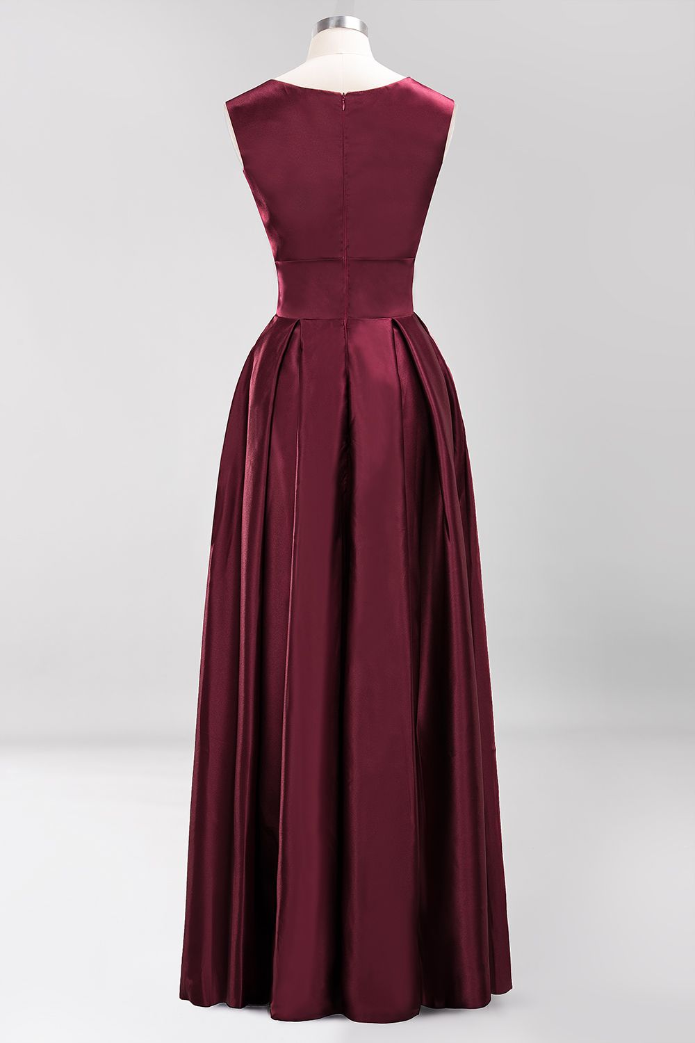 Vintage Deep-V-Neck Long Burgundy Bridesmaid Dresses