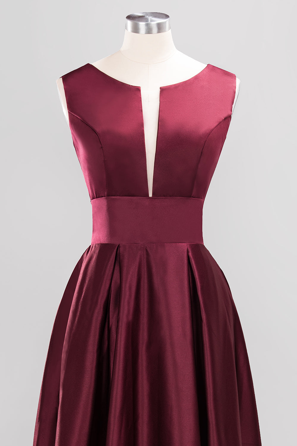 Vintage Deep-V-Neck Long Burgundy Bridesmaid Dresses