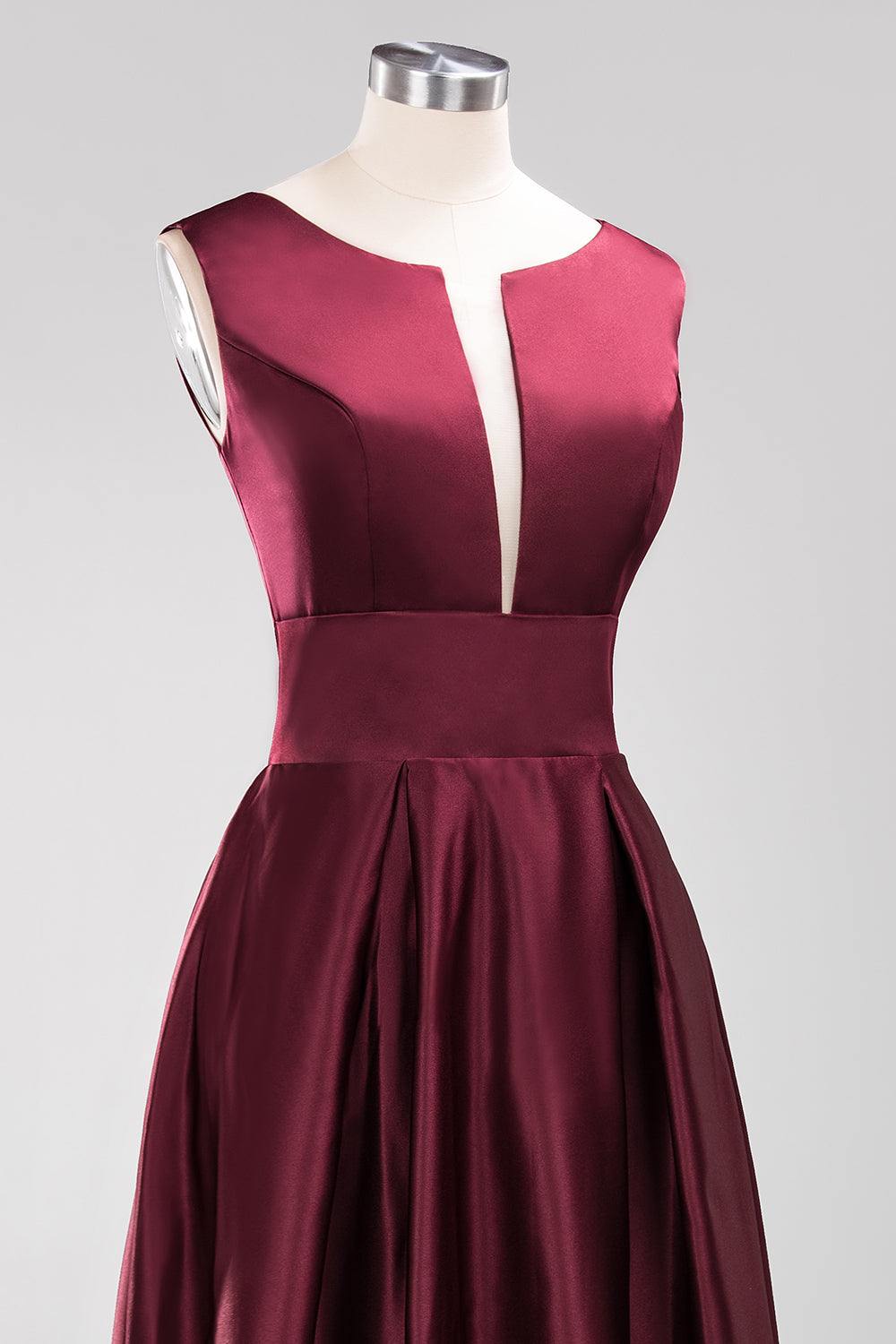 Vintage Deep-V-Neck Long Burgundy Bridesmaid Dresses