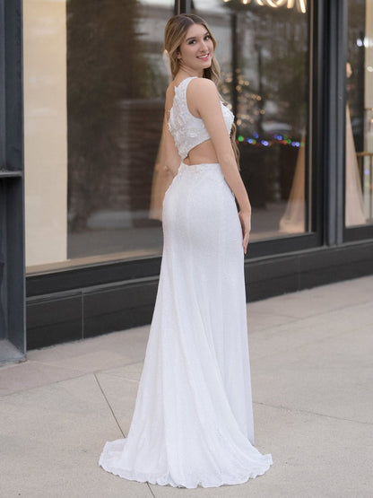 Gracelyn |Sheath One Shoulder Sequins Prom Dress with 3D Appliques